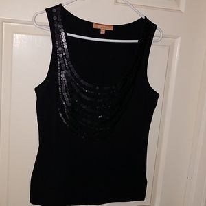 New medium black tank with matte sequins